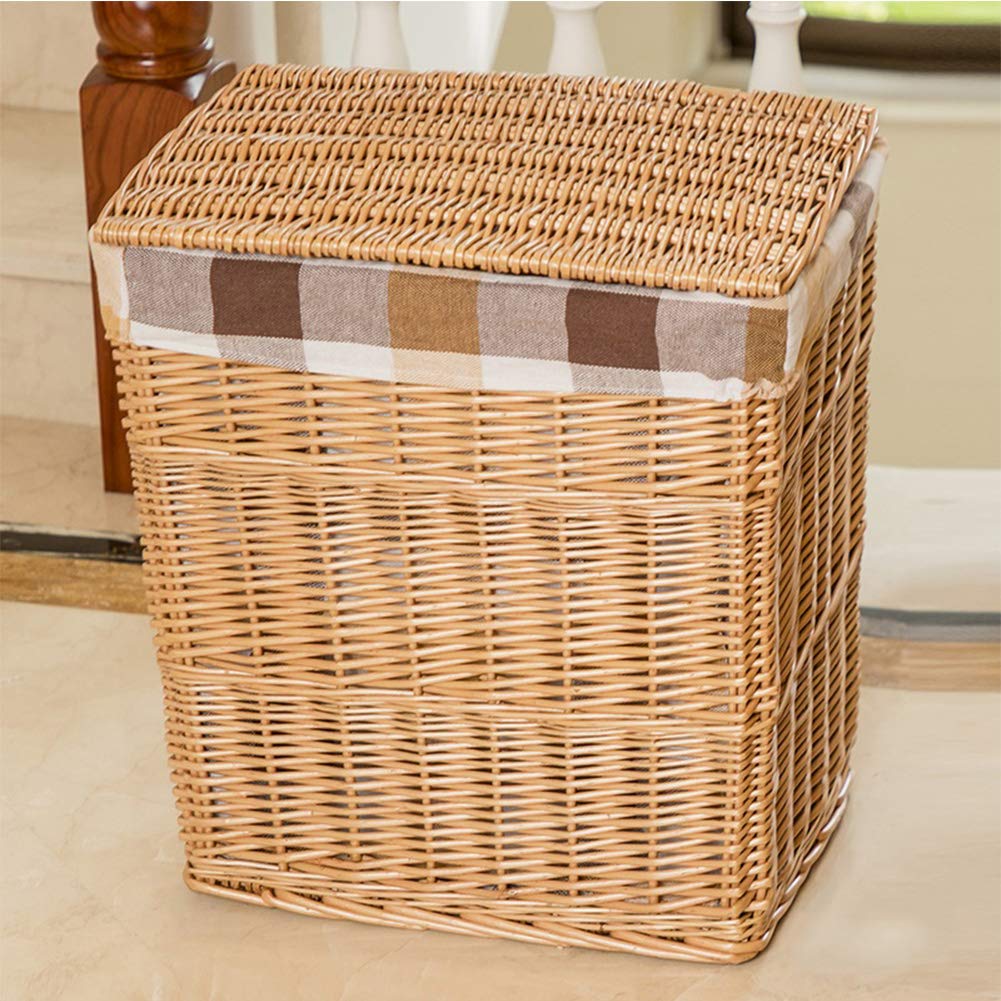 LIULL Caja De Almacenamiento De Ropa Sucia De Mimbre De Mimbre Natural