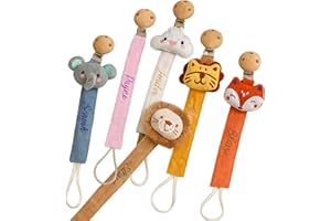 Personalized Pacifier Clip with Embroidered Name - Unisex Baby Gift, Fits All Pacifiers & Toys