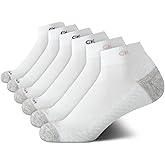 Calvin Klein Womens Quarter Socks - 6 Pack Athletic Performance Cushioned Ankle Socks for Women for Running and Workout