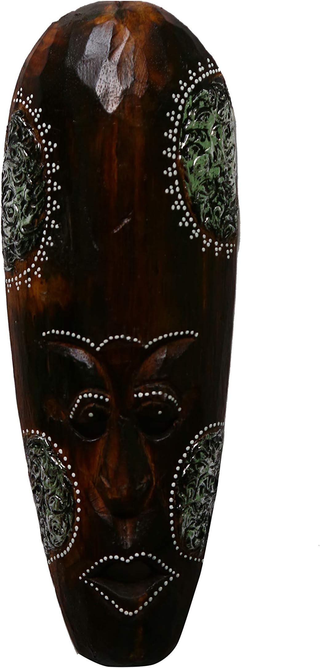 WOODENCLAVE Wood Decorative African Hand Carved Mask (11 x 3.5 x 30 cm, Multicolour)