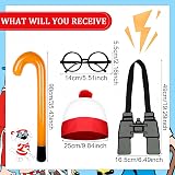 Glirop Wally Costume Outfit Set Adult M Red White Stripe T-Shirt Beanie Glasses view 3
