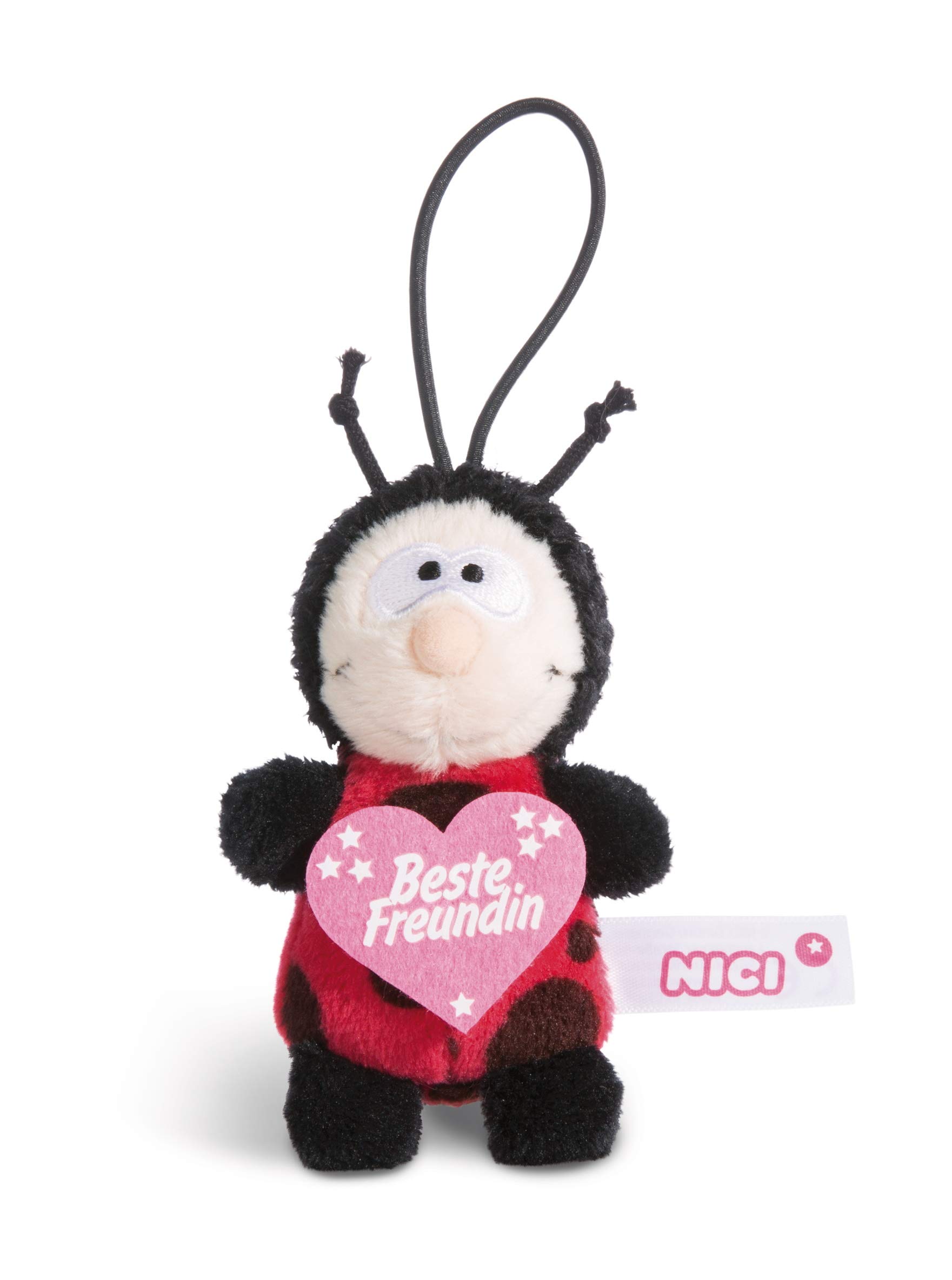 NICI 44857 Ladybird Pendant with German Text Beste Freund 8 cm with Loop, Red/Black