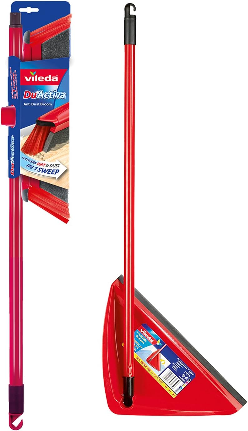 Vileda DuActiva Anti Dust Broom Plus Long Handle Dustpan