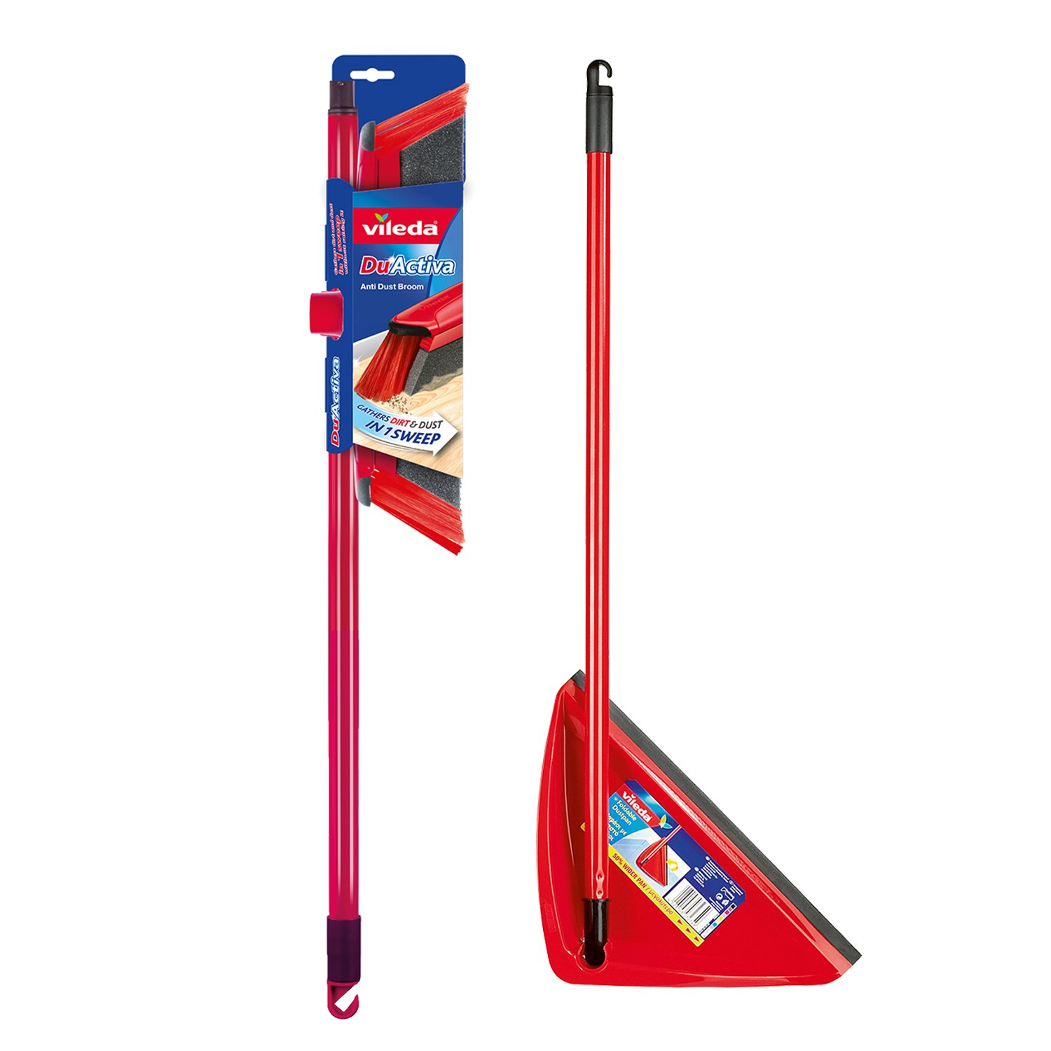 Vileda 157590 DuActiva Anti Dust Broom Plus Long Handle Dustpan