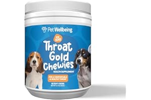 Pet Wellbeing Throat Gold Chewies for Dogs - Supports Throat Comfort, Upper Respiratory Health, Occasional Cough, Slippery El