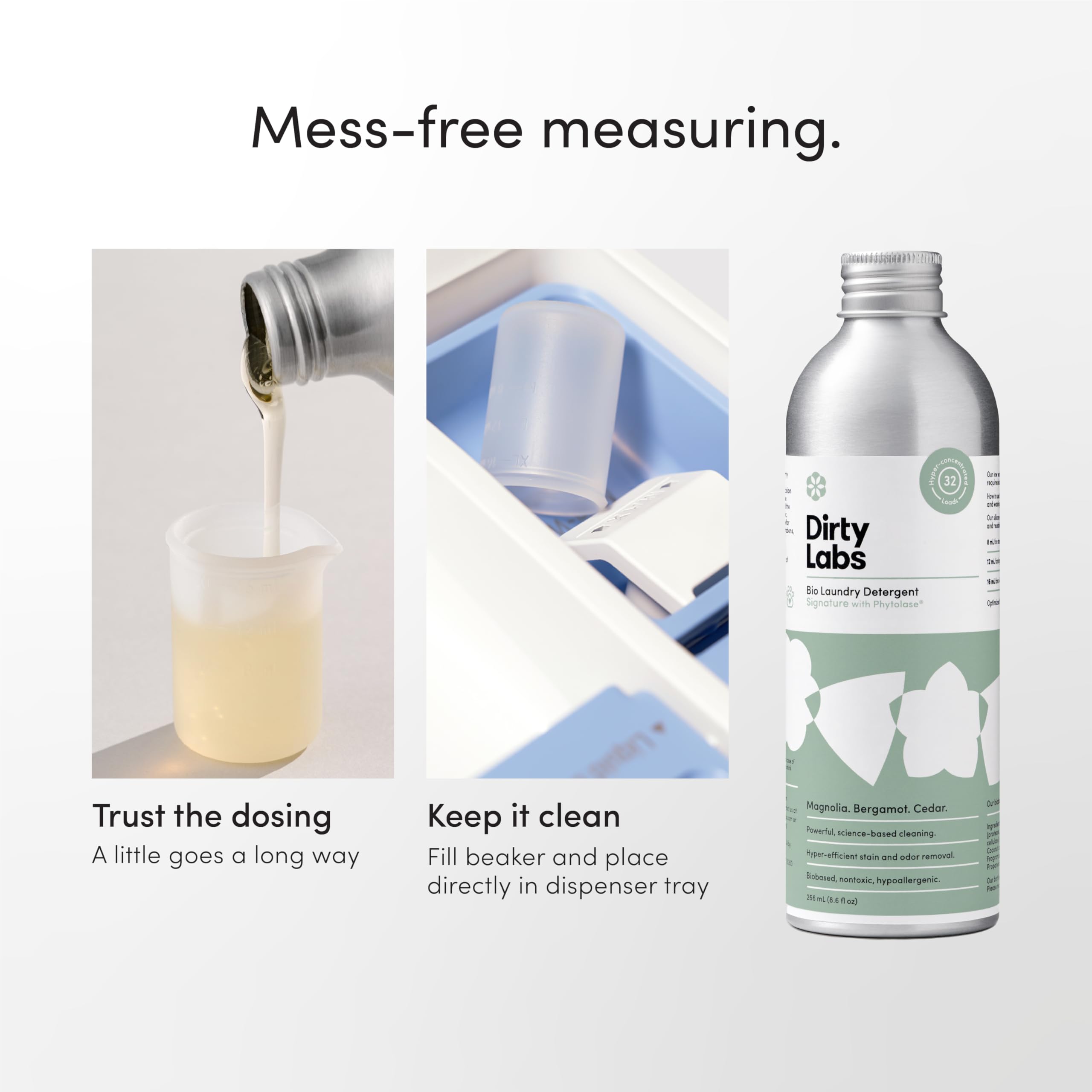 Dirty Labs Signature Scent | Bio-Liquid Laundry Detergent | 32 Loads (8.6 fl oz) | Hyper-Concentrated | High Efficiency & Standard Machine Washing | Nontoxic, Biodegradable | Stain & Odor Removal