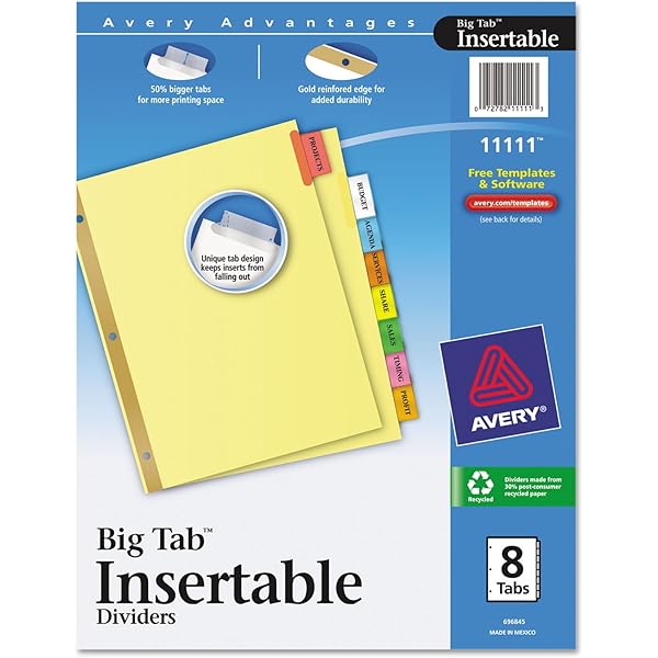 Avery® Mini Binder Pockets, Assorted Colors, Fits Mini 3Ring Binders