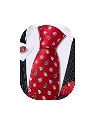 Barry.Wang Mens Christmas Tie Set Red Green White