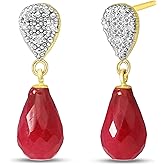14k Solid Gold Ruby Drop Earrings