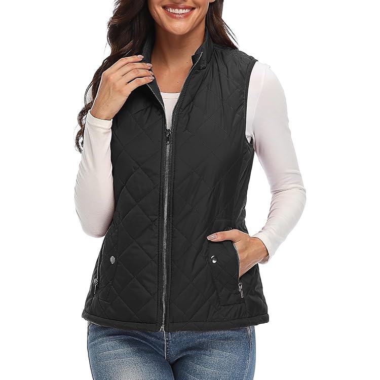 Gilet Matelassé Sans Manches Pour Femme - Léger Et Chaud Pour L'automne - Fermeture éclair Et Poches - Taille S à XXL