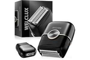 WELCLUX Premium Electric Foil Shavers for Men: Compact Mini Razor with 4 Floating Blades & Large LED Display – Adjustable 2-Speed Foil Shaver, IPX7 Waterproof, USB Type C Charging (Pure Black)