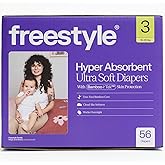 Freestyle BambooTek Diapers – (Size 3) Hyper Absorbent & Non-Toxic – Disposable Diapers for Sensitive Skin – Ultra Soft Diaper's (16-28 lbs) – 56 Count