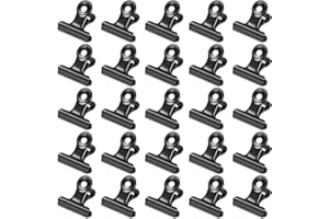ORCIELO 30 Pack Bulldog Clips 0.87 Inch Small Hinge Paper Clips Metal Hinge Clips for Crafts, Food Bags, Drawings, Photos at Home Kitchen & Office Usage, Black, 22mm