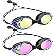 Vvinca Kids Swim Goggles with Bungee Strap No Leaking Anti Fog Toddler Goggles with Quick Adjust Ages 3-14