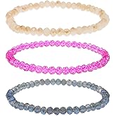 Tyebiva Rainbow Gemstone Beaded Bracelets Stack Set for Women, 3Pcs Handmade Natural Stone Beads Stackable Bracelet Summer Beach Jewelry Gift.