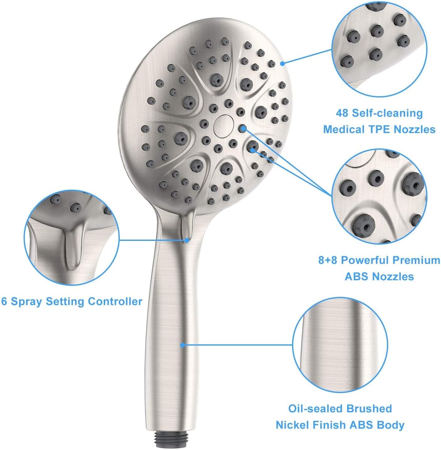 SR SUN RISE Shower System with Handheld Showerhead & Rain Shower Combo Set. High Pressure 35-Function Dual 2 in 1 Shower Faucet with Valve, Patented 3-Way Water Diverter in All-Brushed Nickel - - 