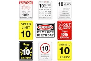 SUNPHOENIX 10th Birthday Decorations - 9 PCS Happy 10th Birthday Decorations for Boys Girls Out Single Digits 10 Birthday Party Decor for Him Her 10 Years Old Photo Props Bruh I'm 10 You Are 10 Party Signs Decor on Wall Door Garden Yard