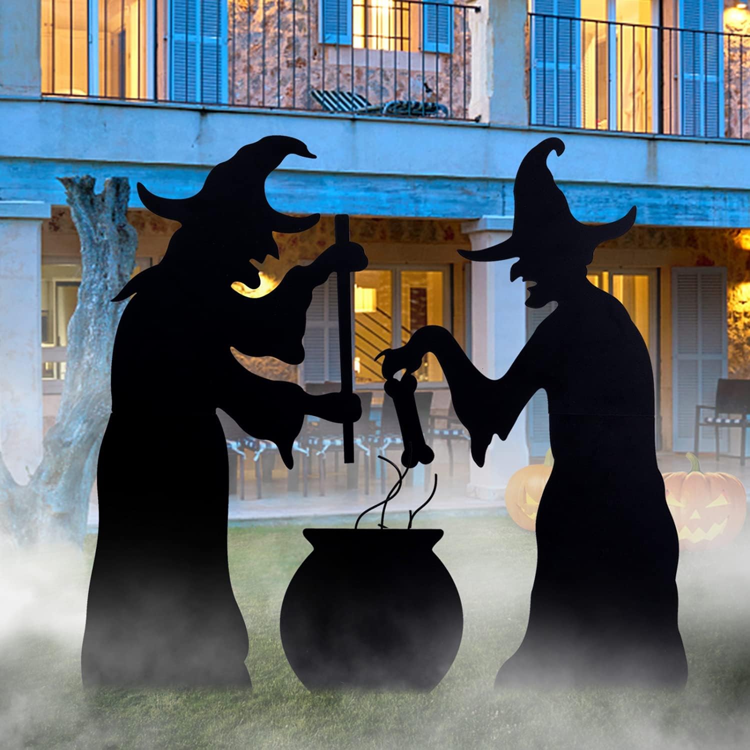 Decorative Garden Stakes - YoleShy Halloween Witch Stakes with Cauldron, Set of 3 Metal Halloween Yard Stakes Scary Witch Yard Decorations, Witch Silhouette for Outdoor Lawn Garden Yard Halloween Decor