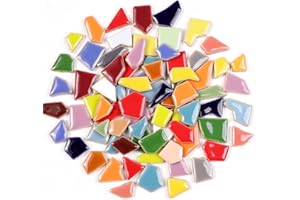 BUENOARTE 454g Petal Ceramic Mosaic Tiles for Crafts Art, Water Drop Flower Tiles Irregular Ceramic Tiles Bulk, 0.4 inch Square Glazed Porcelain for DIY Mosaic Craft Supplies (Small Irregular)
