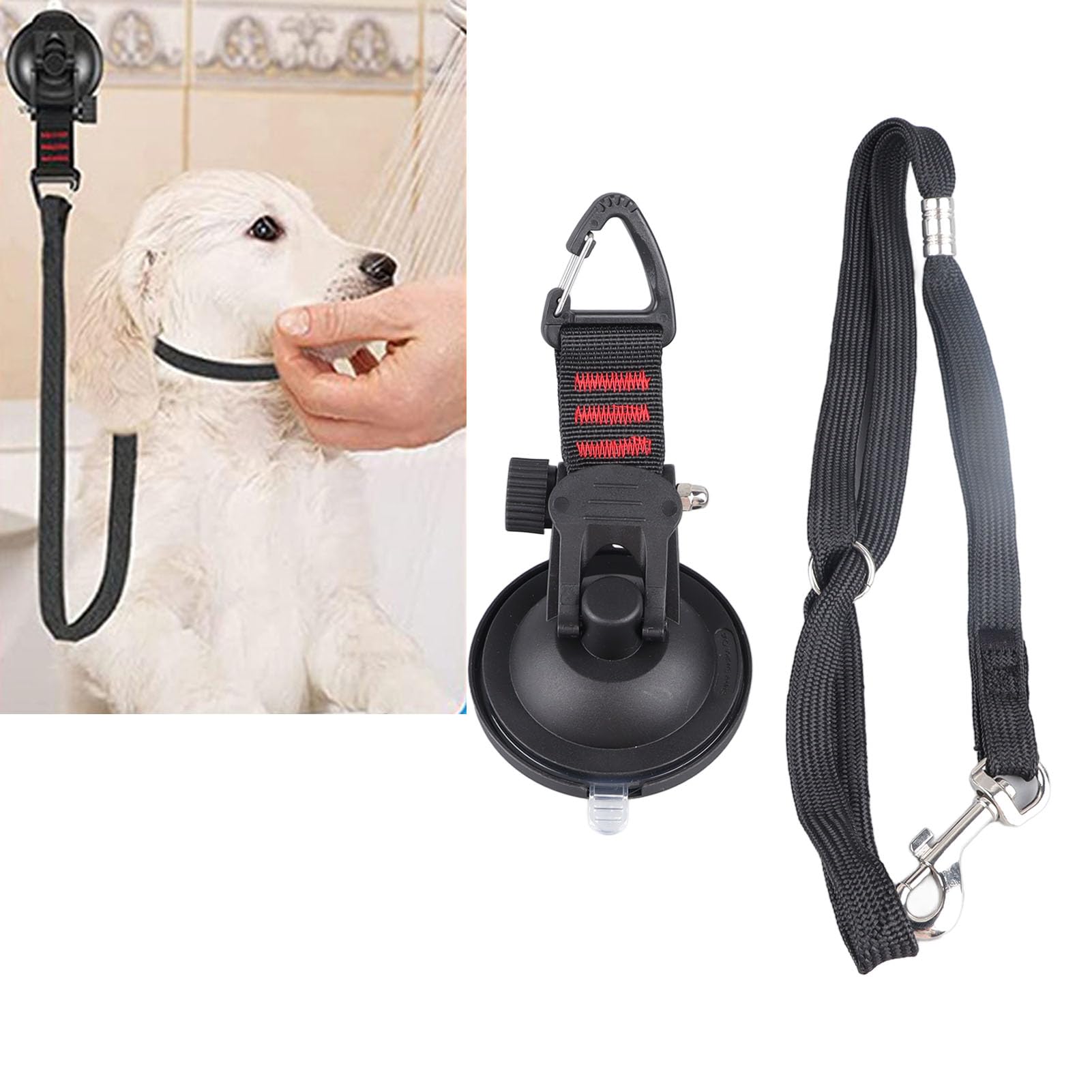 Zerodis Dog Bathing Tether with Suction Cup, Adjustable Pet Restraint Leash for Dogs and Cats, Tub & Shower Grooming