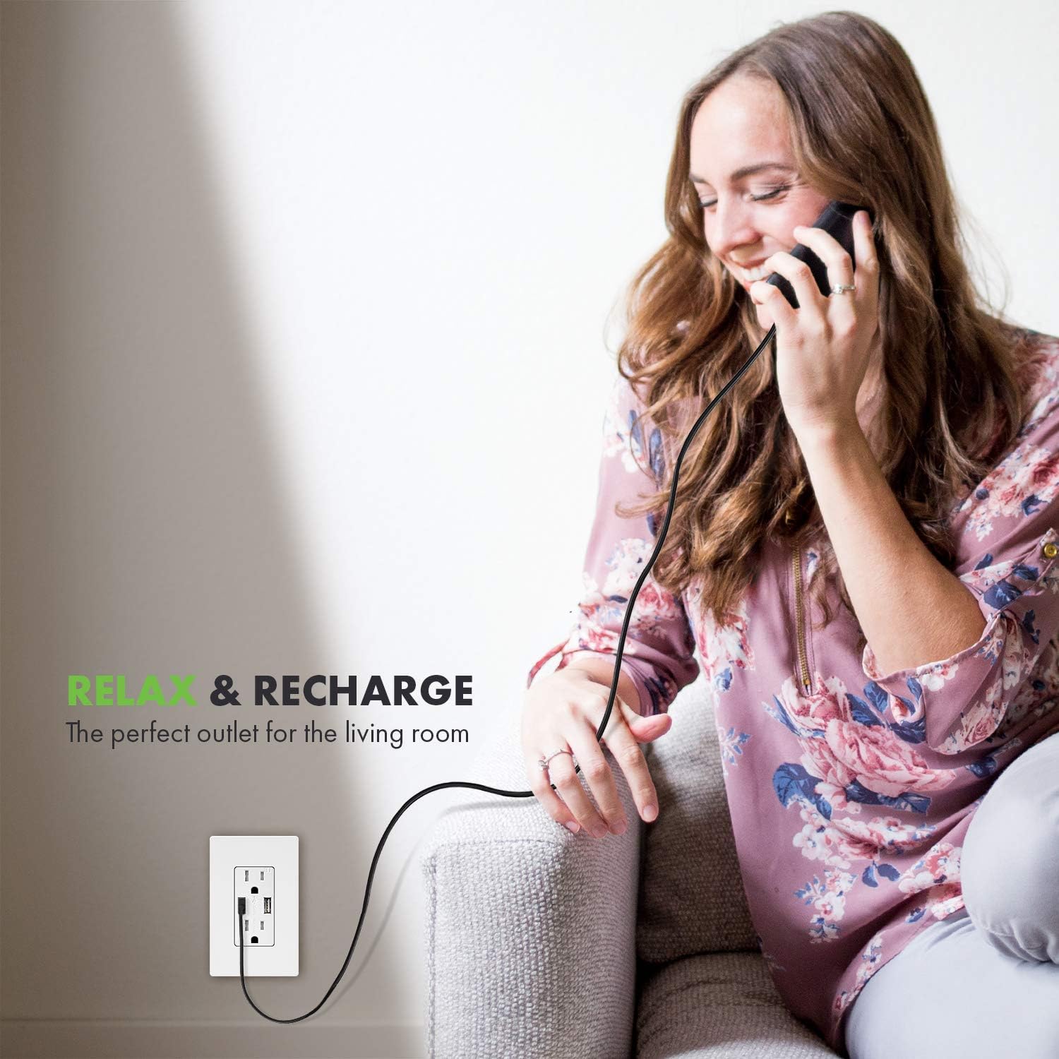 TOPGREENER TU2154A-W High Speed USB Charger Outlet, USB Wall Charger, Electrical Outlet with USB, 15A TR Receptacle, Screwless Wall Plate, for iPhone X, iPhone 8 / 8 Plus, Samsung Galaxy and more, TU2154A, White: Home Improvement