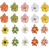 Mega Pet 40pcs Alloy Flower Pendant Charms 5 Colors Metal Spray Painted Flower Daisy Dangle Charm Loose Spacer Beads for DIY Bracelet Necklace Jewelry Crafts Making Hole: 1.8mm