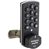 Somlock miniK10 Standard Electronic Locker Lock &ndash; Black, Knob on Bottom, 12-Button Keypad Cabinet Lock for Gym, School &amp; Office Lockers, 10-Year Battery, IP54, Surface &amp; Flush Mount