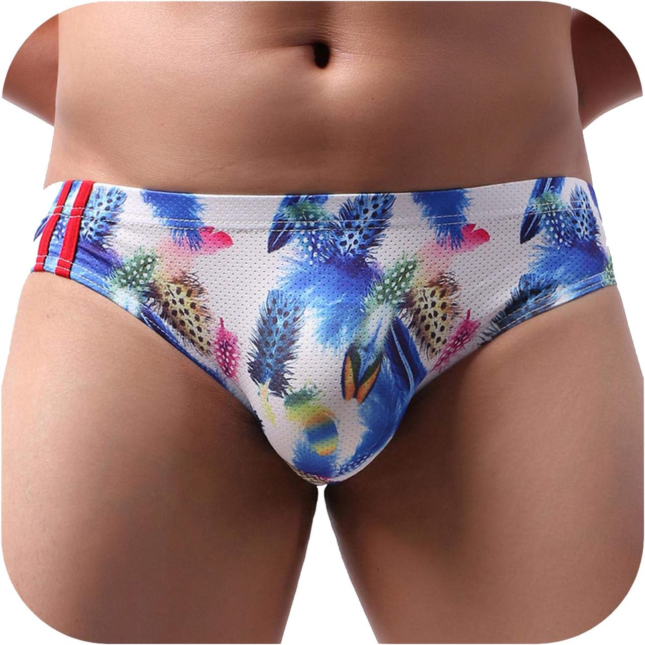 Fashion Printed Men Underwear Mesh Sexy Briefs Breathable Slip Cueca