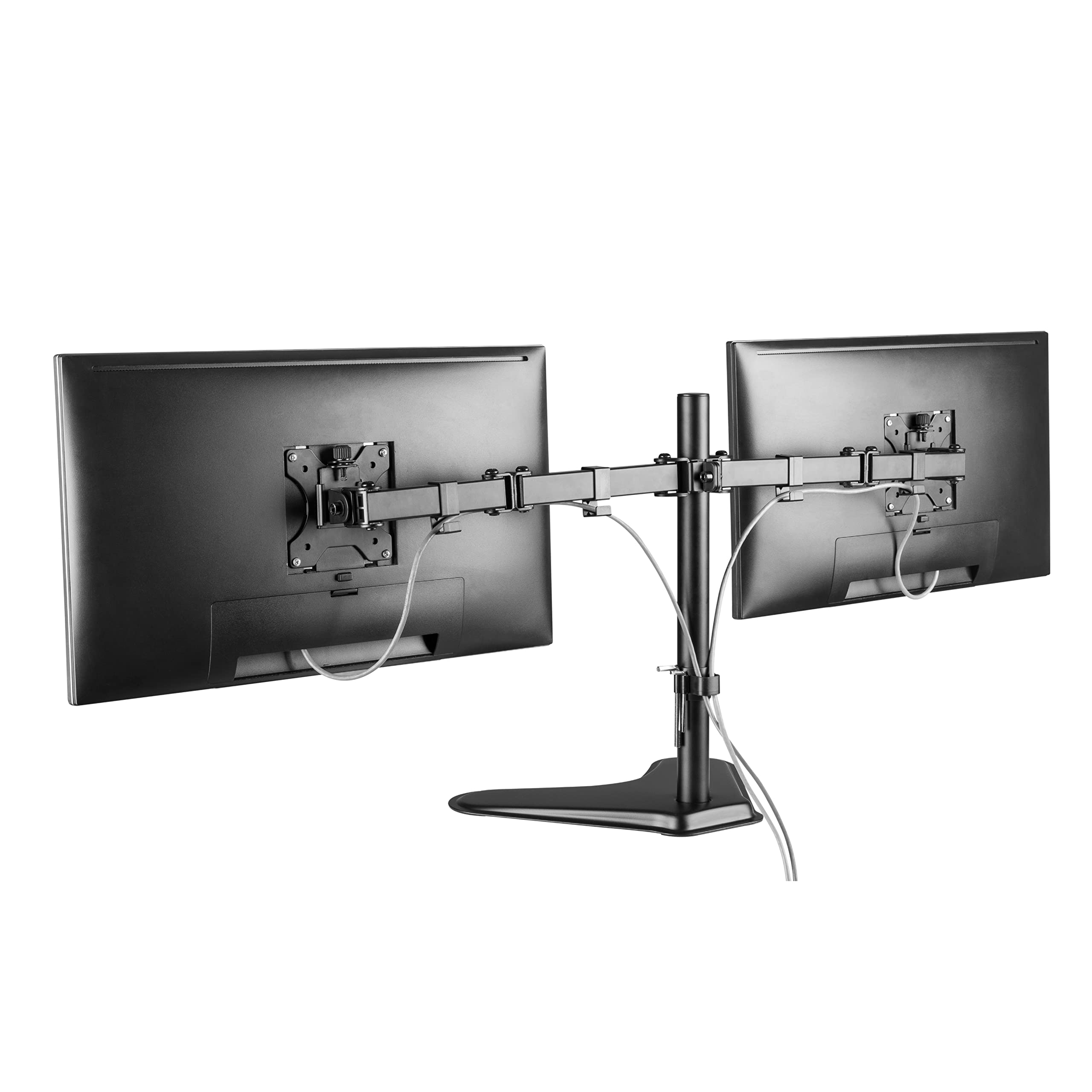 ProperAV Desk Monitor Mount Dual Swing Arm Free Standing Base 17'' 19" 21" 22" 23" 24" 27" 32'' VESA Max 100x100 Height Max 420mm