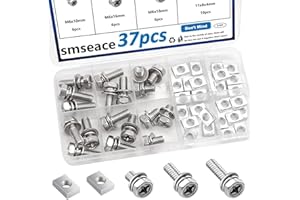 smseace 37pcs Motorcycle Battery Terminal Nuts and Bolt Kit M6x10/16/18mm Stainless Steel Square Nut and Bolts Used for DIY，M