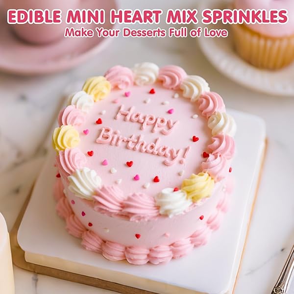 EDIBLE HEART SPRINKLES FOR CAKE DECORATING,RED PINK WHITE SMALL HEART SHAPES MIX,MINIATURE SUGAR SPRINKLE FOR BAKING DECORATIONS,CAKE ICE CREAM COOKIES CUPCAKE CHOCOLATE TOPPER BIRTHDAY WEDDING MOTHER’S DAY SUPPLIE