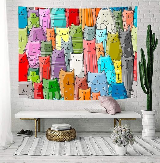 Tapiz De Dibujos Animados De Arte En Pared Tapiz Mural Decoracion