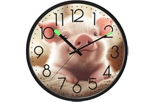 YYZZH Cute Baby Pig Silent Wall Clock Non Ticking Sound Control Luminous Clocks Battery Operated for Living Room Bedroom