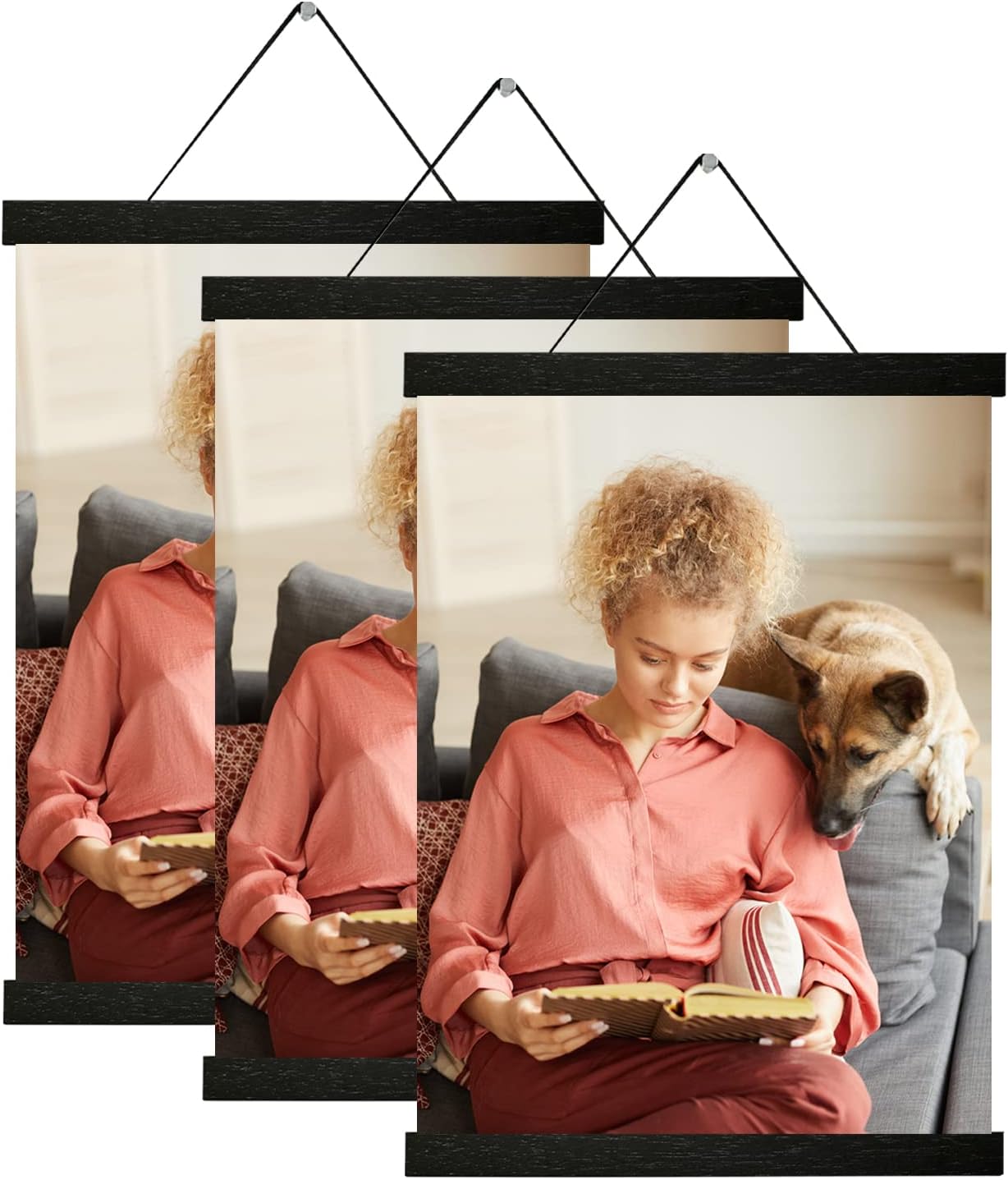 Posters & Prints - Magnetic Poster Hanger Frame In black 3 pack, 10x18 10x16 10x12 Poster Frame Wooden Magnetic Hanging Kit for Walls Map Canvas Artwork