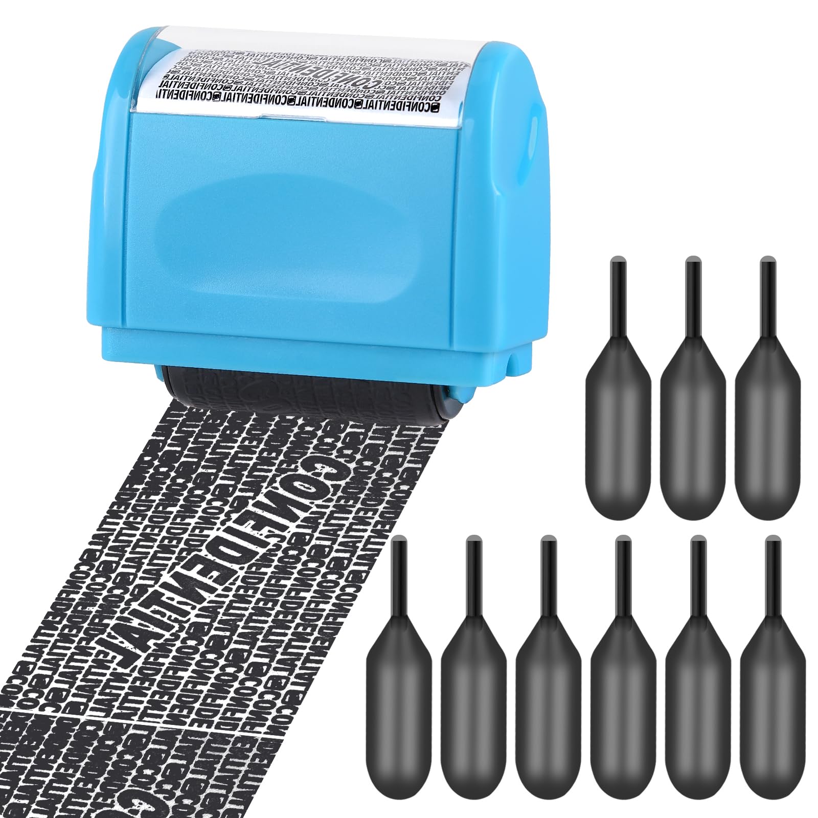 Xnourney Wide Data Defender Roller Stamp, Identity Theft Protection Roller Stamp,Confidential with 9 Refills, Information Blocker Security for Privacy ID Address Security — image 1