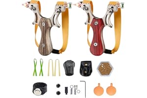 SEYUTMRO 2PCS Slingshots,Professional Slingshot Set for Adult with Flat Rubber Bands, Ammo Balls Pouch,Portable Slingshot with Sight(Red+Yellow)