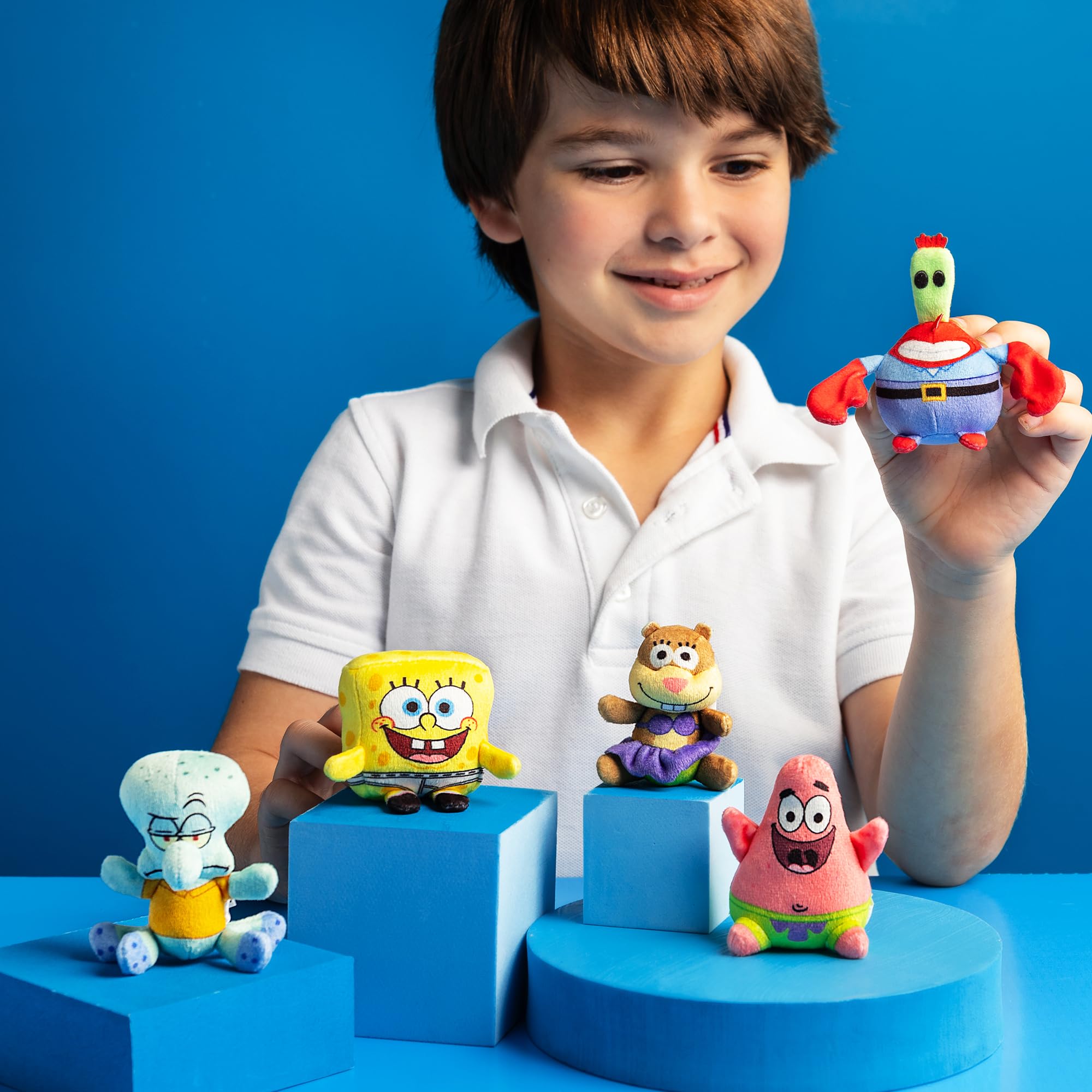 Spongebob Square Pants 5-Pack - Collectible Miniature Plush Figure, Suffed Animal, Toy Mini Soft Figure for Kids Ages 4+