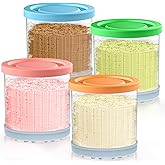 Ninja Creami Pints and Lids - 4 Pack Ninja Creami Pints, 16 oz Ninja Creami Containers, Creami Pint Containers Compatible with Ninja NC299AMZ & NC300 Series Ice Cream Maker - Tight Sealing & Anti-Slip