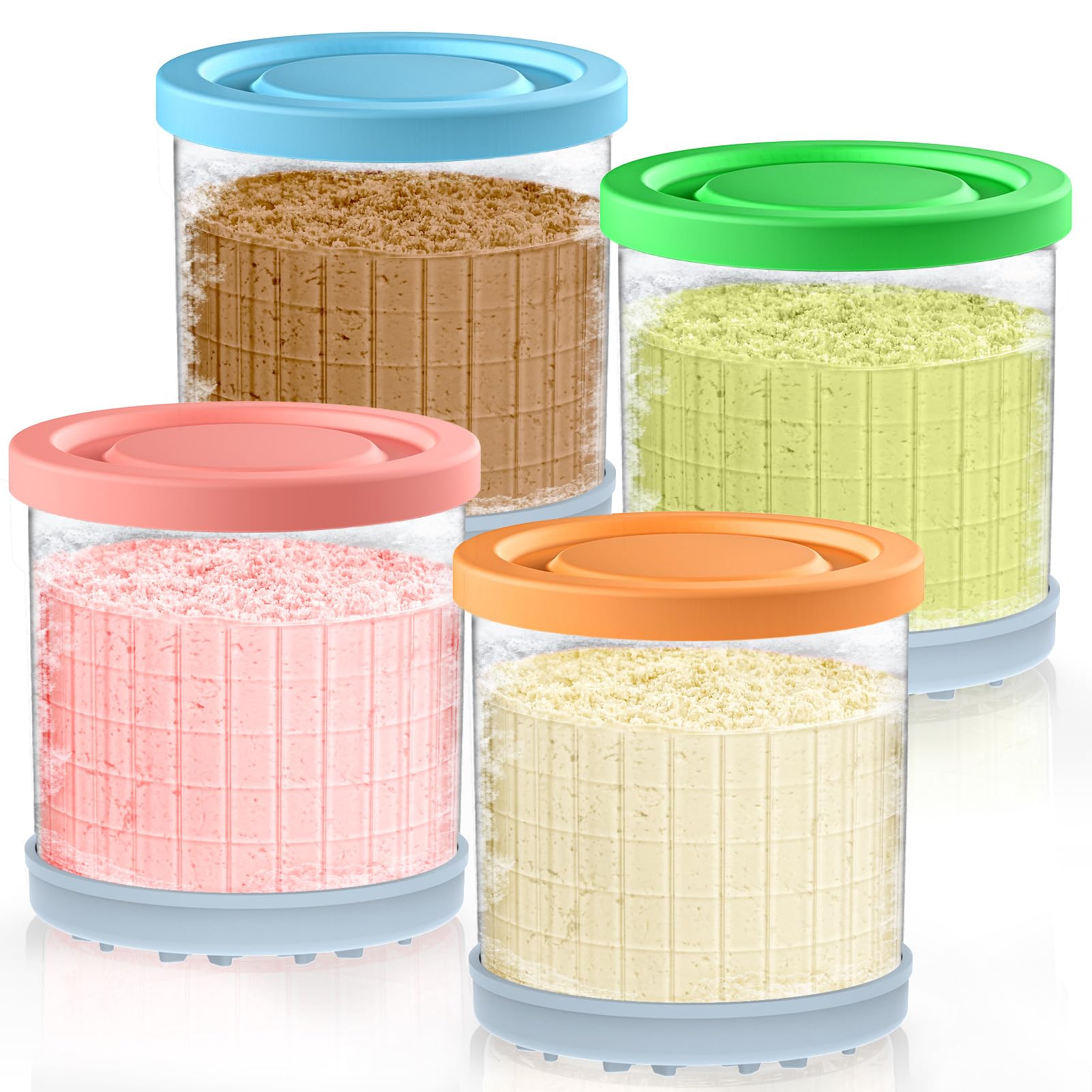 Photo 1 of Ninja Creami Pints and Lids - 4 Pack Ninja Creami Pints, 16 oz Ninja Creami Containers, Creami Pint Containers Compatible with Ninja NC299AMZ & NC300 Series Ice Cream Maker - Tight Sealing & Anti-Slip