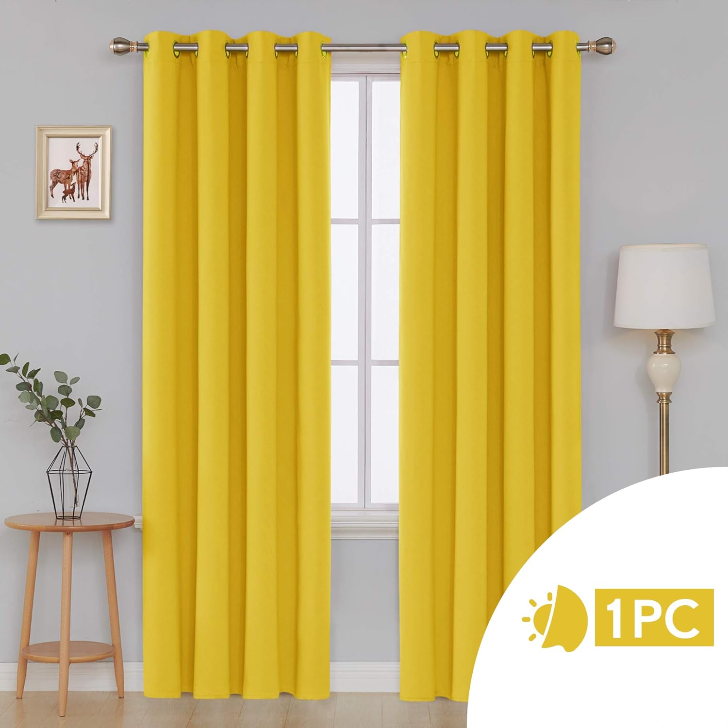 Deconovo Super Soft Solid Room Darkening Curtain Thermal Insulated Blackout Curtain Eyelet Curtain for Kids Bedroom 52"x 95" Mellow Yellow 1 PANEL - Image 3