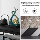 Misvayli Ceramic Abstract Art Statue Decor Green Modern Sculpture Home Table view 3