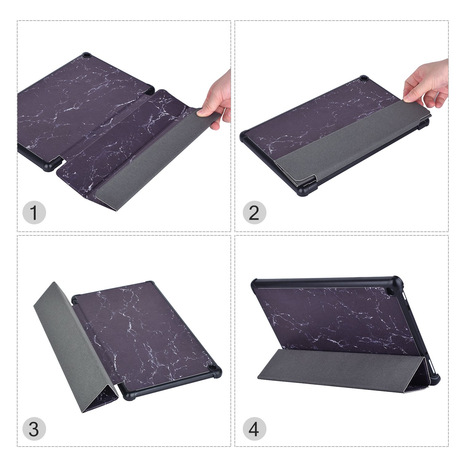 Dopup Fire 10 Case for All-New Fire HD 10 Tablet (7th Generation, 2017 Release),Protective Standing Cover with Auto Wake/Sleep Function(Black Marble)