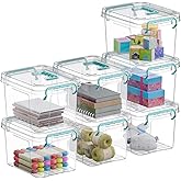 Covetree 7 Pack Small Storage Bins Plastic Storage Container Stackable Box with Lids,with Handle Clear Plastic Container for Suitable for storing snacks, tools, cosmetics, toys