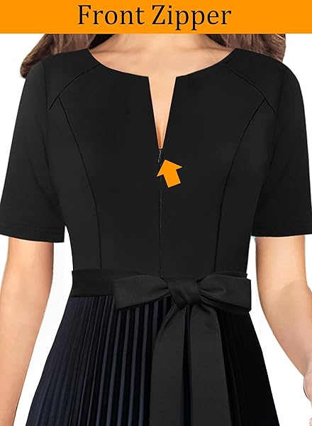 VFSHOW WOMENS PLEATED FRONT ZIPPER BELTED BUSINESS OFFICE CASUAL PARTY A-LINE BLACK OMBRE GREEN MIDI DRESS 10346 GRN XL