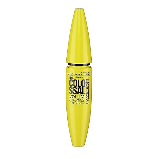 Maybelline Volum' Express The Colossal 100% Black Mascara, für kolossales Wimpernvolumen mit nur einem Auftragen, in intensiv