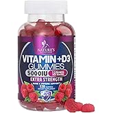 Vitamin D3 Supplement Gummy 5000 IU (125 mcg) Dietary Vitamins D for Men & Women - Bone, Teeth, Muscle and Immune Health Supp