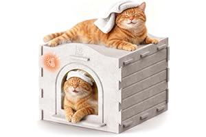 Apasiri Indoor Cat Houses for Indoor Cats, Warm Insulated Covered Cat Cave for Indoor Cats House, Strong Scratch-Resistant Capacity, Sturdy Fiber, Compatible with Heating Pads, Cat