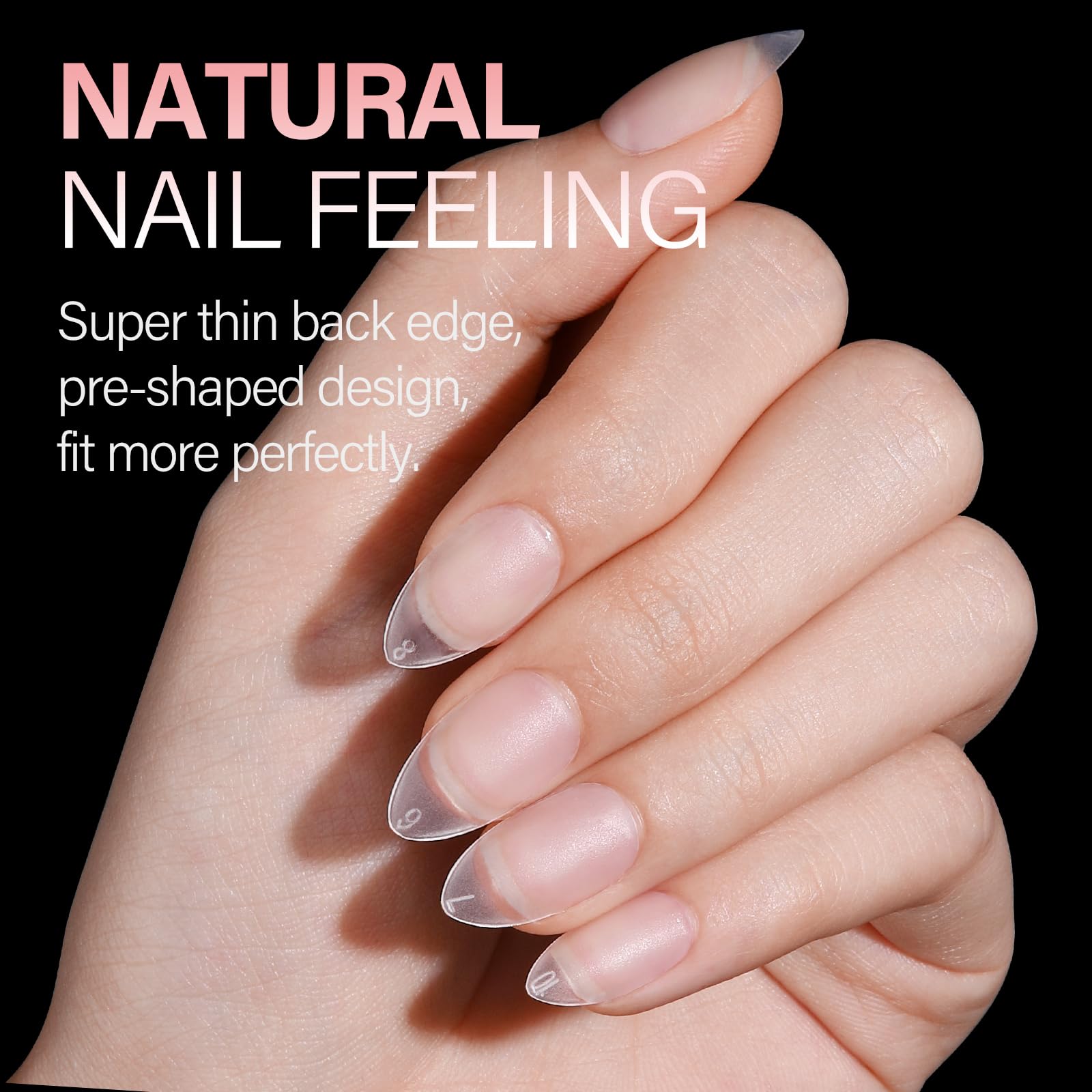 AILLSA Short Almond Nail Tips - Upgraded Matte Gel Nail Tip No Filed, Pre-shaped Soft Full Cover Short Almond Nails Clear Acrylic False Gelly Nails Tips for Soak Off Nail Extensions 240 PCS 15 Sizes - Image 3