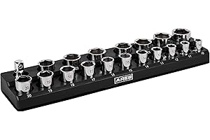 ARES 70237-19-Piece 1/2-Inch Metric Magnetic Socket Organizer - Holds 18 Sockets and 1 Socket Adapter - Keeps Your Tool Box O