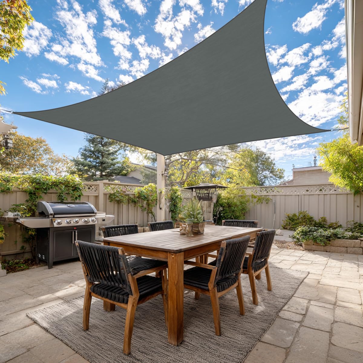 Green Bay Anthracite Patio Anti-UV Shade Sail - 3x3m Square - Gazebo Sail Awning Canopy